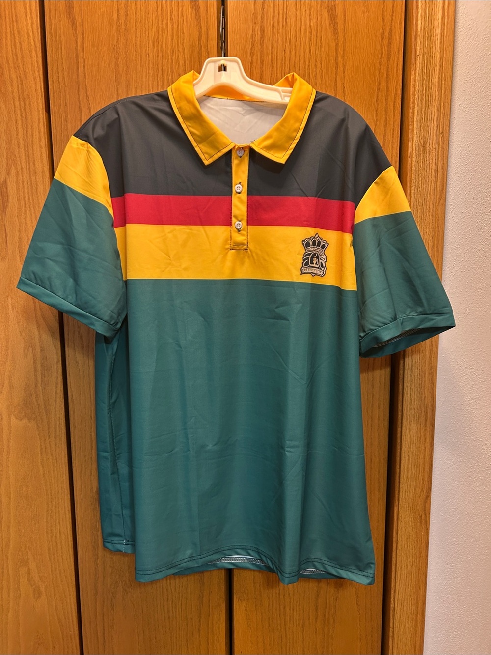 Oufisun Men's Polo with Yellow & Red Stripe Accent.  3XL.